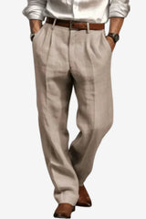 Men’s Pleated Linen - Slim Fit Trousers