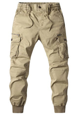 Men's Cargo Jogger Pants Cotton Blend Relaxed Fit Black