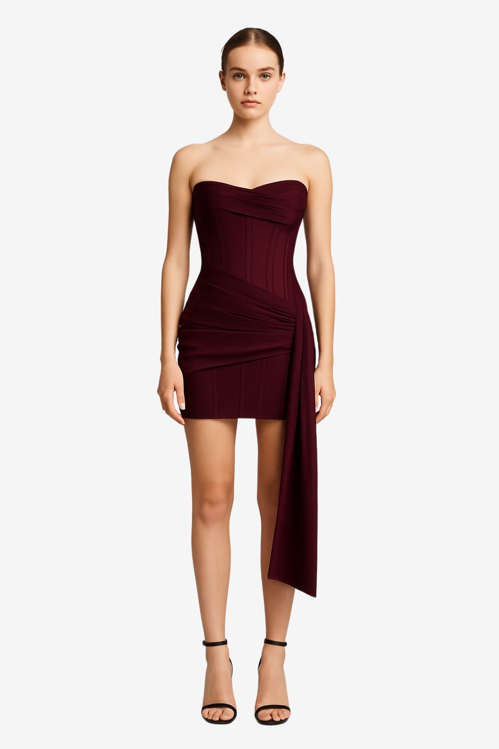 Women's Satin Strapless Corset Mini Dress