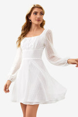 Women's A-line Mini Dress with Onion Pattern and Long Sleeves