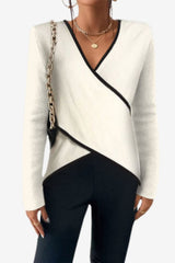 Women’s V-Neck Long Sleeve Wrap Top Slim Fit