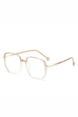 Women's Transparent Geometric Reading Glasses with Metal Temples
