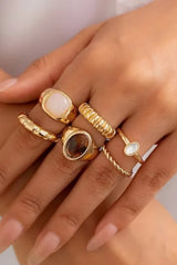 Women's Gold-Tone Gemstone Rings Set