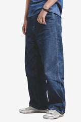 Men’s Wide Leg Baggy Jeans High Waist Dark Wash Denim