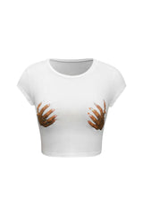 Women’s Graphic Crop Top Short Sleeve Round Neck Tee
