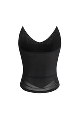 Women’s Black V-Neck Camisole Top with Thin Straps