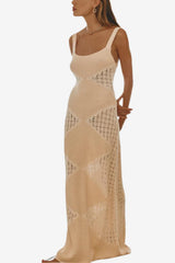 Women’s Knitted Maxi Dress with Square Neckline
