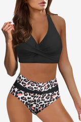 Women's High-Waisted Leopard Print Bikini
