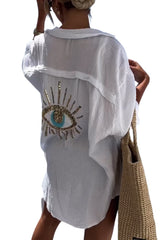 Women's Sleeveless V-Neck Cami Top with Beaded Eye Detail