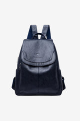 Women's PU Leather Vintage Backpack Flap Closure Adjustable Straps