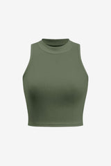 Women’s Ribbed Sleeveless Crop Top High Neck Knit Vest