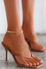 Women's Square Toe Thong Heeled Sandals