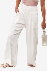Women's High-Waist Cotton-Linen Wide-Leg Trousers