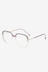 Women's Transparent Geometric Reading Glasses with Metal Temples