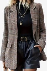 Women’s Relaxed Fit Checked Blazer Long Sleeve