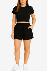 Women’s Casual Crop Top and Shorts Set Summer Loungewear