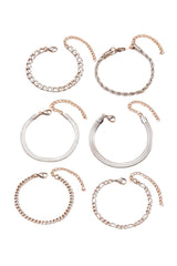 Women’s Gold Cuban Link Bracelet Set – 6 Pieces