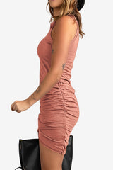 Women’s Sleeveless Bodycon Mini Dress with Ruched Side