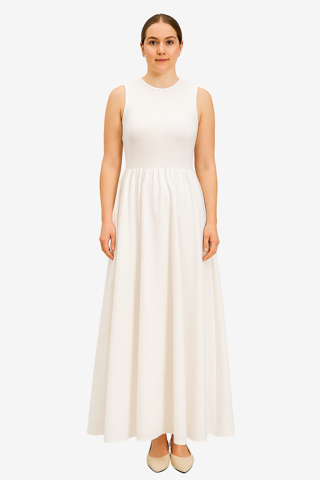 Women's Sleeveless Midi Tank Dress with Pocket Detail