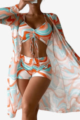 Women’s 3-Piece Bikini Set with Cover Up and Shorts
