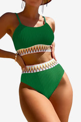 Women’s Ribbed Two-Piece Bikini with Adjustable Straps