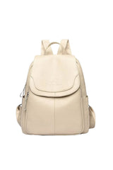 Women's PU Leather Vintage Backpack Flap Closure Adjustable Straps