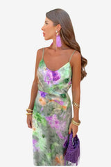 Women’s Flowy Maxi Dress Long Sleeve Open Back