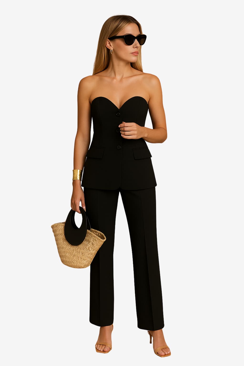 Women’s Strapless Corset - Top &amp; Flared Trousers Set