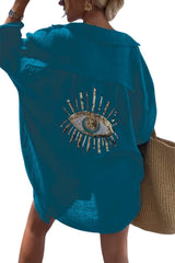 Women's Sleeveless V-Neck Cami Top with Beaded Eye Detail