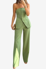 Women’s Strapless Top and Wide Leg Trousers Set