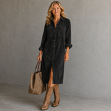 Stevie | Corduroy Shirt Midi Dress