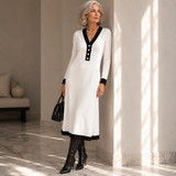 Celeste | V-Neck Contrast Midi Dress