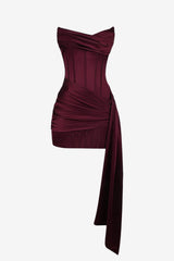 Women's Satin Strapless Corset Mini Dress