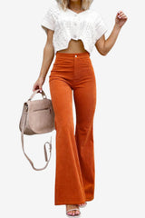 Women's High-Waisted Flared Corduroy Trousers