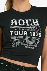 Women’s Cropped Muscle Tee Rock Tour Graphic Top