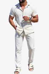 Men’s Casual Summer Shirt and Trousers Set Short Sleeve