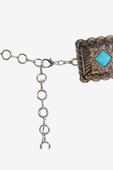Women’s Chain Belt with Turquoise Stones Western Style