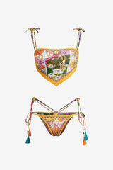 Women's Floral Print Bikini Set, Tie-Side Swimwear