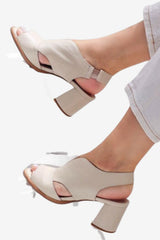 Women's Peep-Toe Block Heel Sandals with Ankle Strap