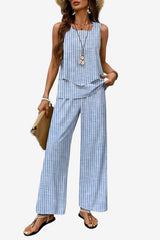 Women's Summer Two - Piece Set, Sleeveless Top &amp; Wide-Leg Trousers