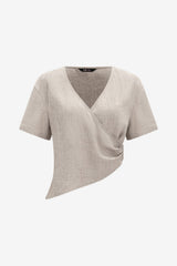 Women's V-Neck Wrap Short Sleeve Top