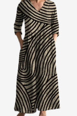 Women’s Maxi Dress V-Neck 3/4 Sleeve Flowy Fit