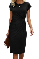 Women’s Knee-Length Sheath Dress with Ruched Waist