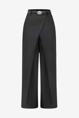 Women's Asymmetrical Wrap Belted Trousers Loose Fit
