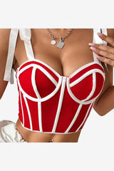 Women's Corset Tie-Up Cropped Cami Top