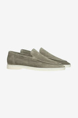 Men's Suede Slip-On Loafers - Moccasin Stitching, Soft Sole