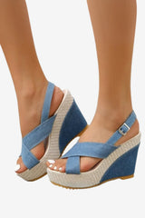 Women’s Wedge Sandals Open Toe Denim Summer Heels