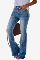 Women’s High Waist Flared Jeans Full Length Denim