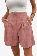 Women's High-Waisted Wide - Leg Pleated Shorts