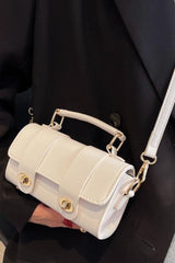 Women's Beige Gold Crossbody Mini Handbag with Adjustable Strap